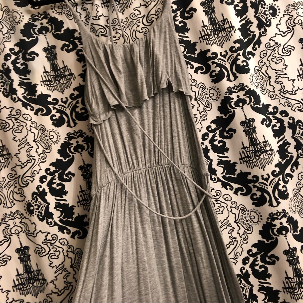 Ruffle & Braided Heather Grey Dress